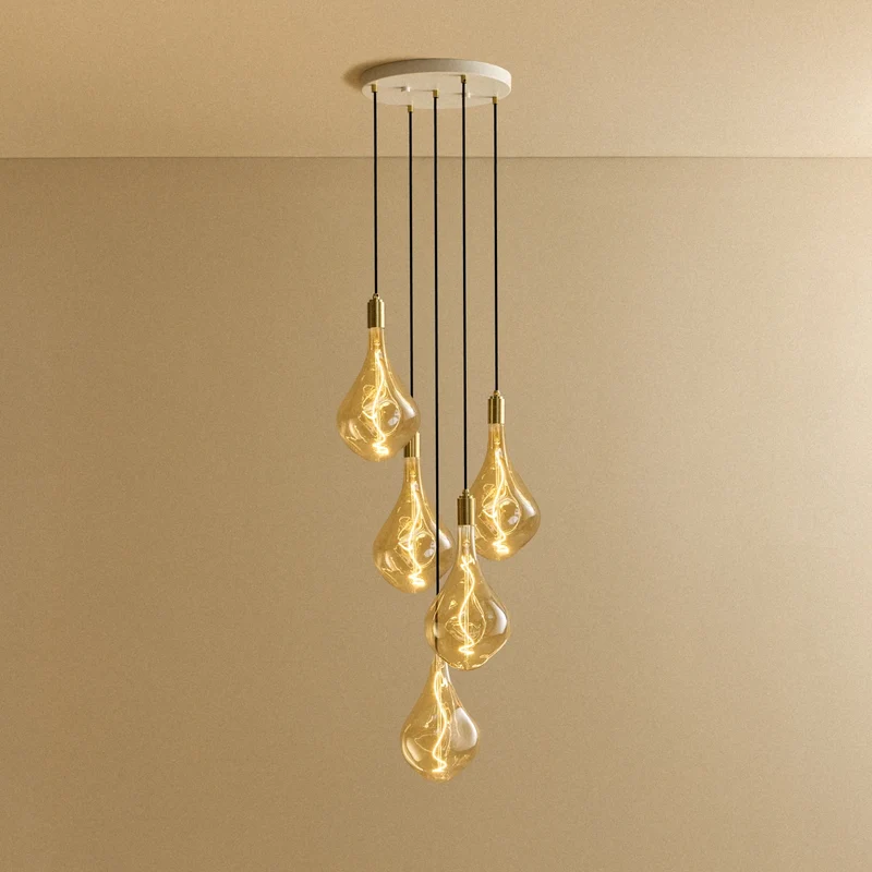 Five Pendant in Brass + Voronoi III