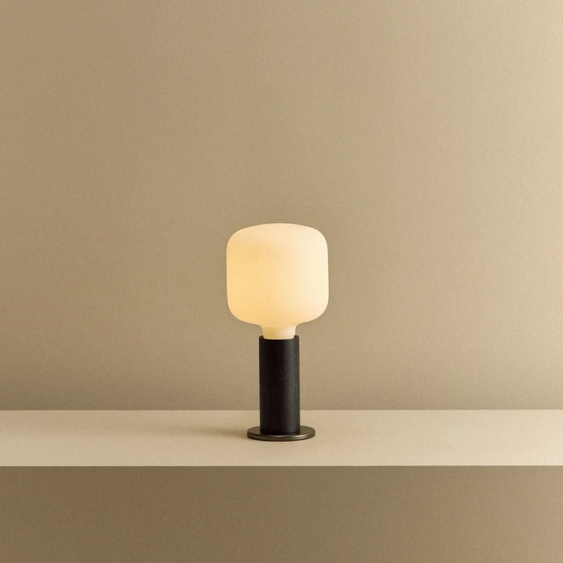 Knuckle Table Lamp in Blackened Oak + Oblo