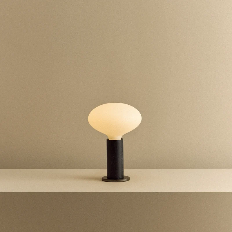 Knuckle Table Lamp in Blackened Oak + Oval D2W