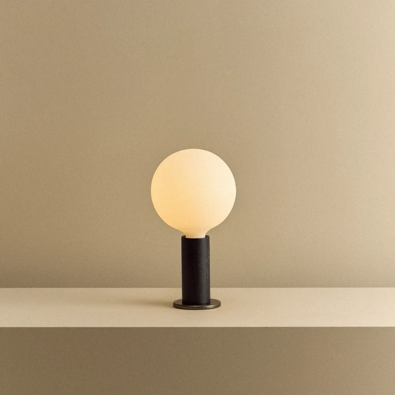 Knuckle Table Lamp in Blackened Oak + Sphere IV