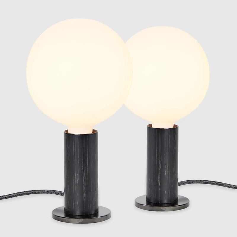 Knuckle Table Lamp in Blackened Oak + Sphere IV Set
