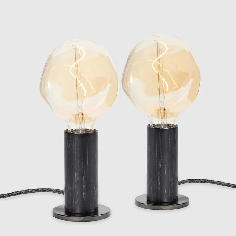 Knuckle Table Lamp in Blackened Oak + Voronoi I - Set of 2