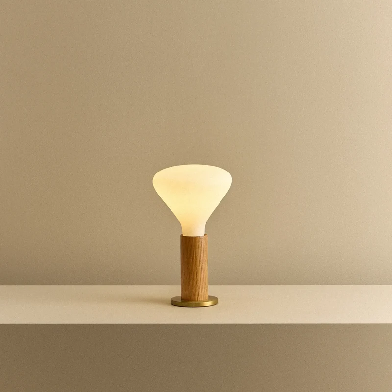 Knuckle Table Lamp in Oak + Noma