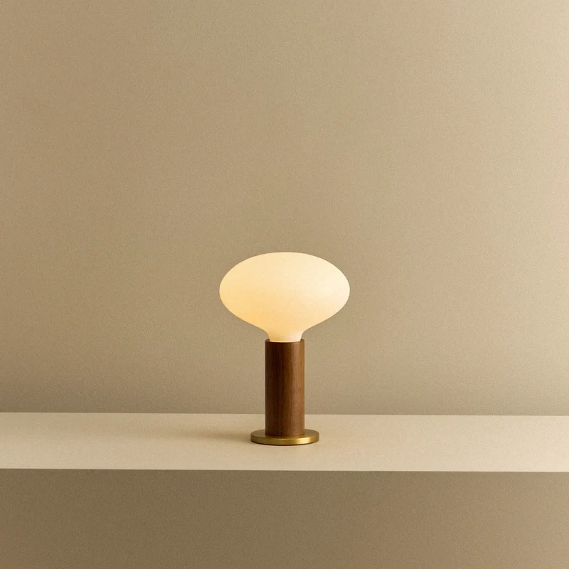 Knuckle Table Lamp in Walnut + Oval Dim to Warm