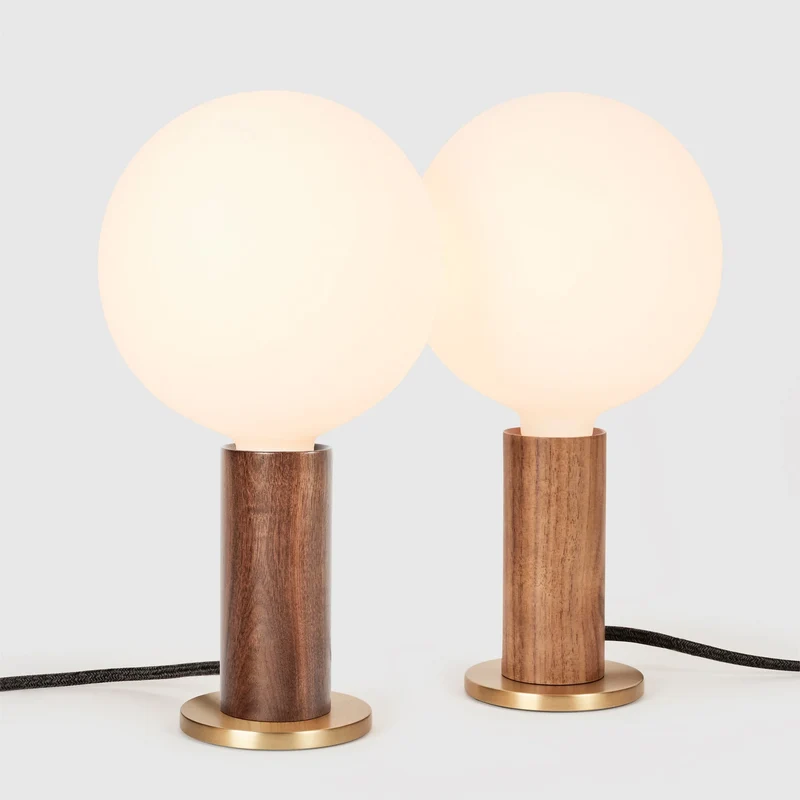 Knuckle Table Lamp in Walnut + Sphere IV Set
