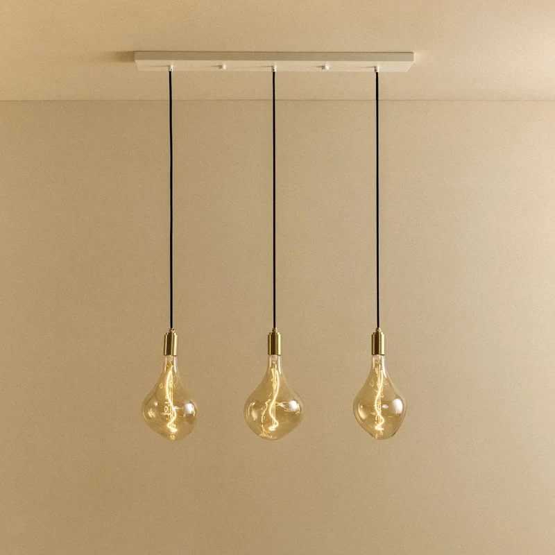 Linear Triple Pendant in Brass + Voronoi II