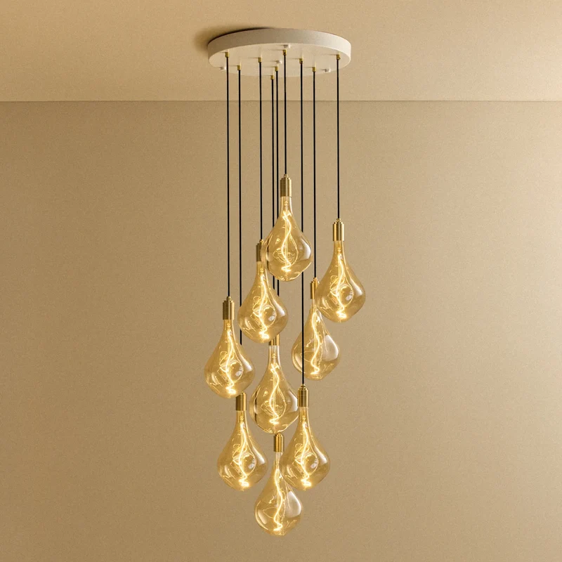 Nine Pendant in Brass + Voronoi III