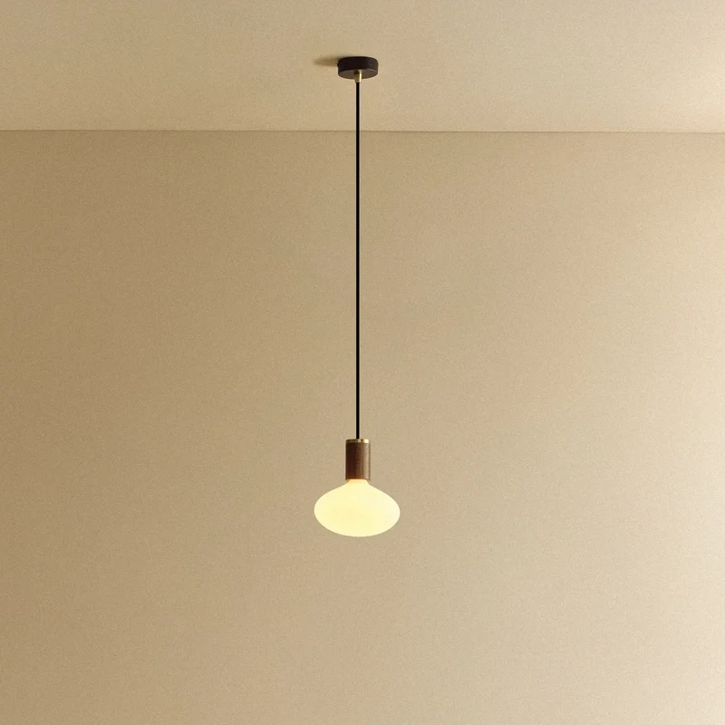 Oval Pendant Light in Walnut