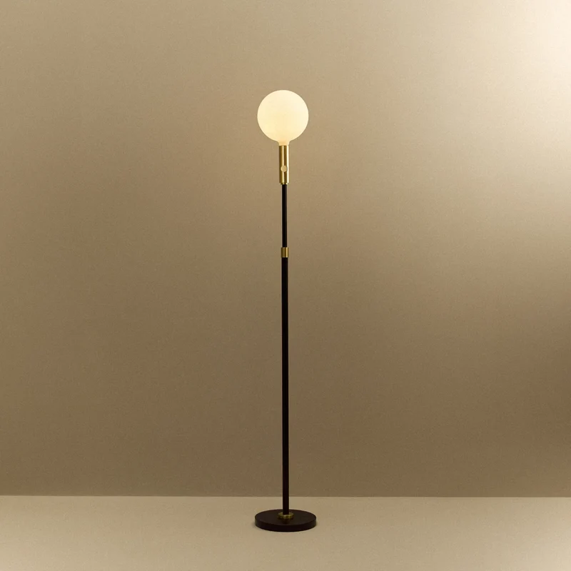 Poise Adjustable Floor Lamp in Brass + Sphere V