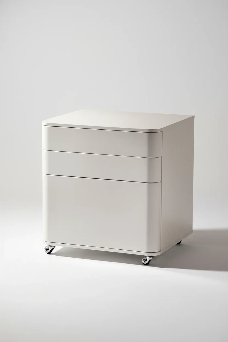 Caisson Cosimo | 3 Tiroirs Push/Pull sur Roulettes | Laqué Blanc Mat