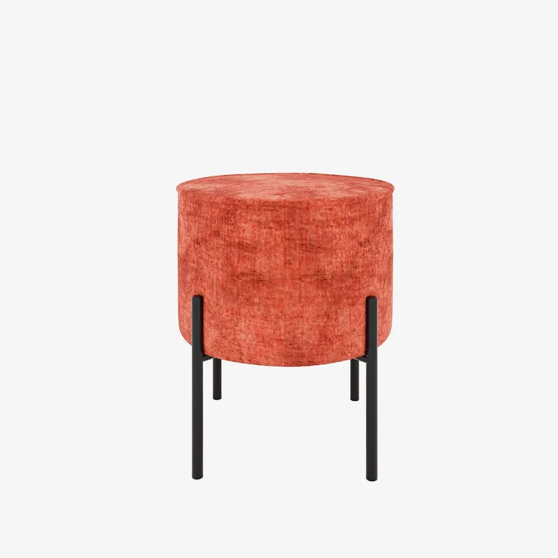 Abel Pouf rond en velours ocre pieds en m tal