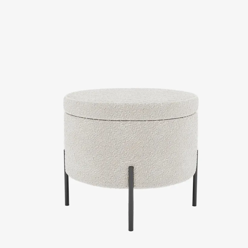 Angelo Pouf coffre en tissu bouclette cr me