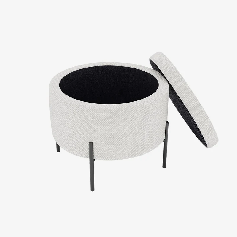 Angelo Pouf coffre en tissu chenille blanc