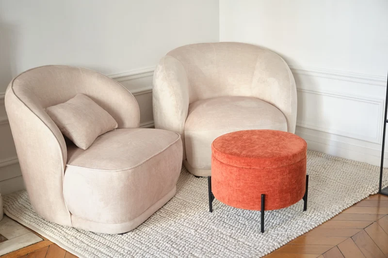 Angelo Pouf coffre en velours ocre
