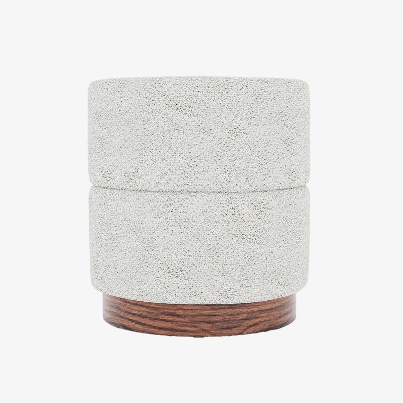 Auguste Pouf cylindrique en bouclette cr me