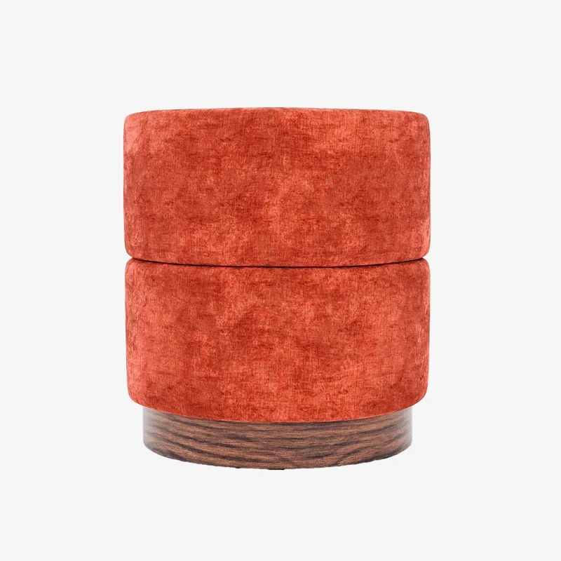 Auguste Pouf cylindrique en velours ocre