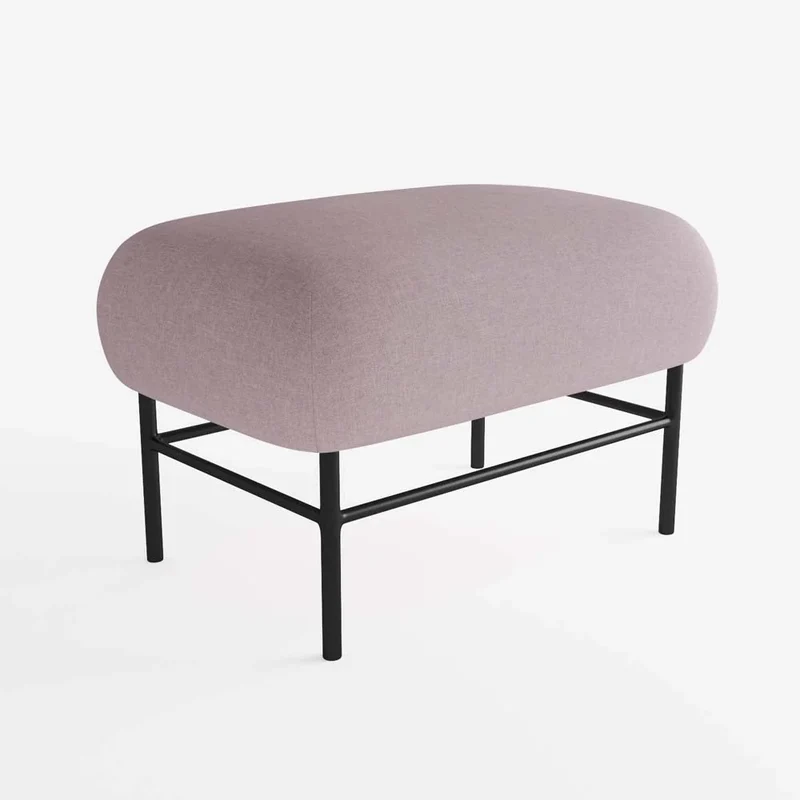 Banquette en tissu rose et métal noir