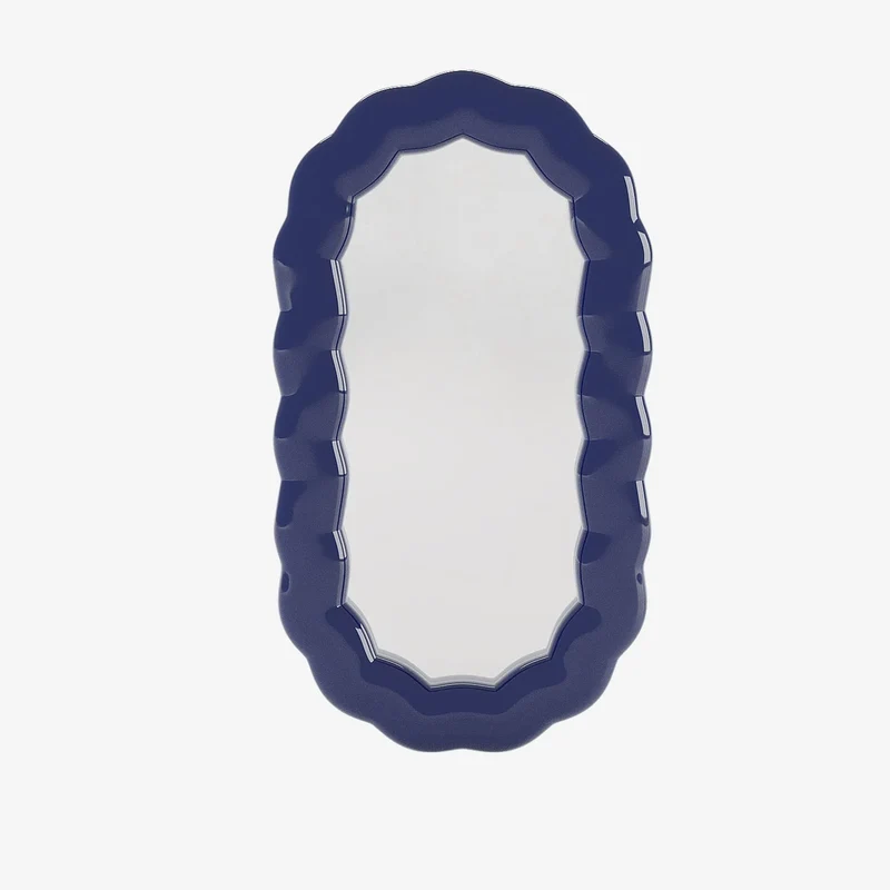 Brooklyn - Miroir mural ovale en c ramique ondul e bleue