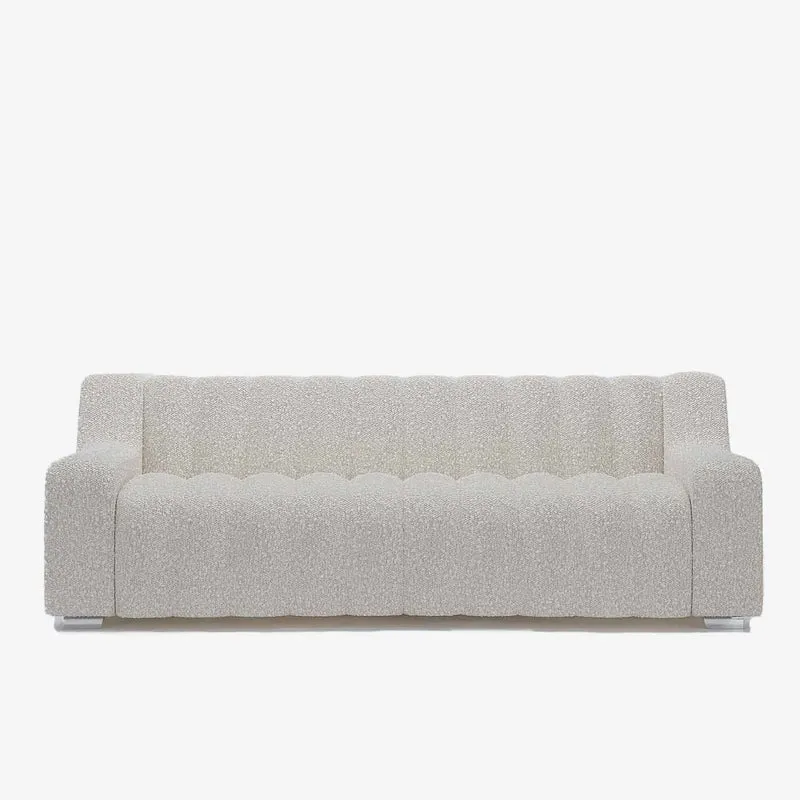 Canap couleur cr me tissu bouclette Garance