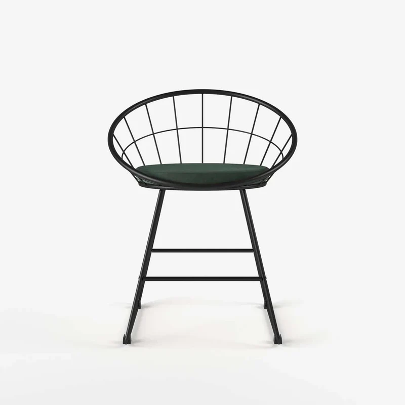 Chaise en métal et velours vert sapin