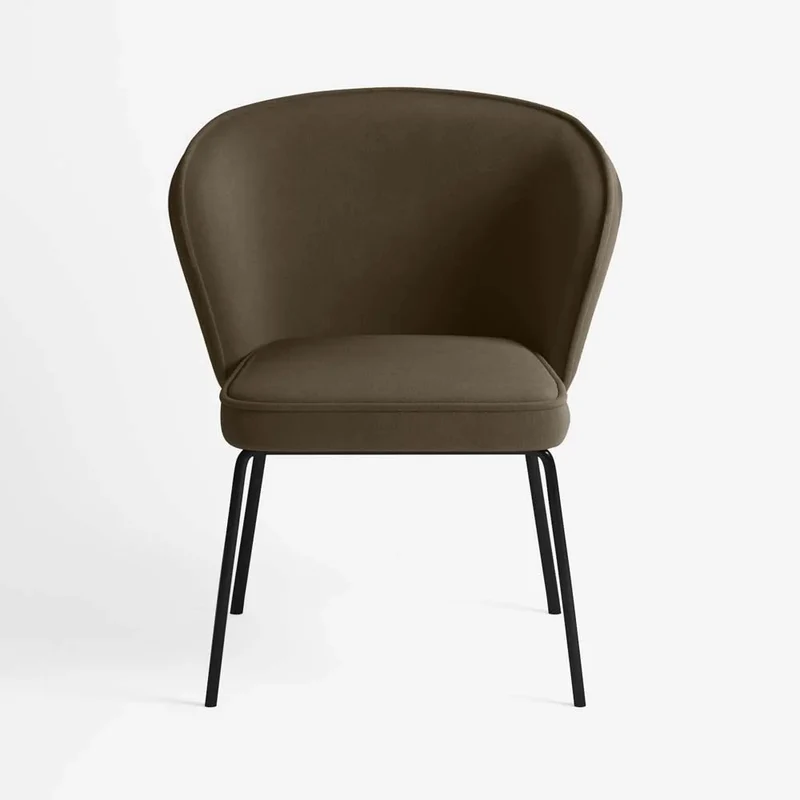 Chaise en velours brun foncé