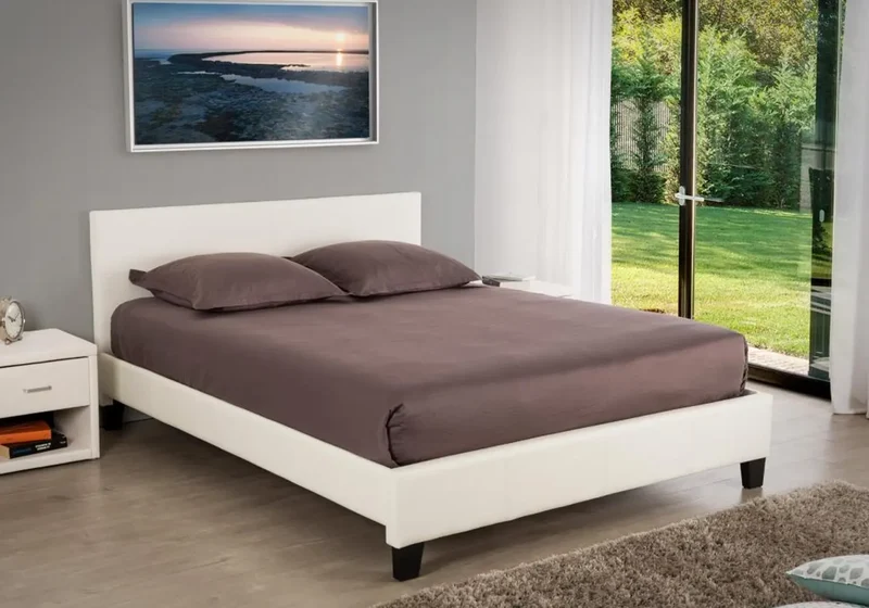 Lit double simili blanc - Soft