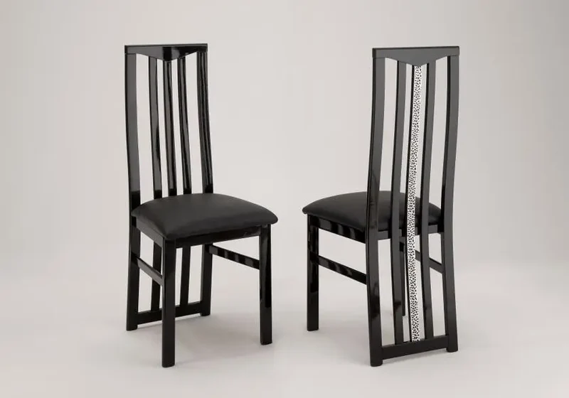 Lot 2 chaises laquées noir CROMO