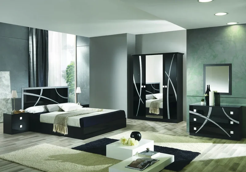 Chambre complète noir argenté MILANO