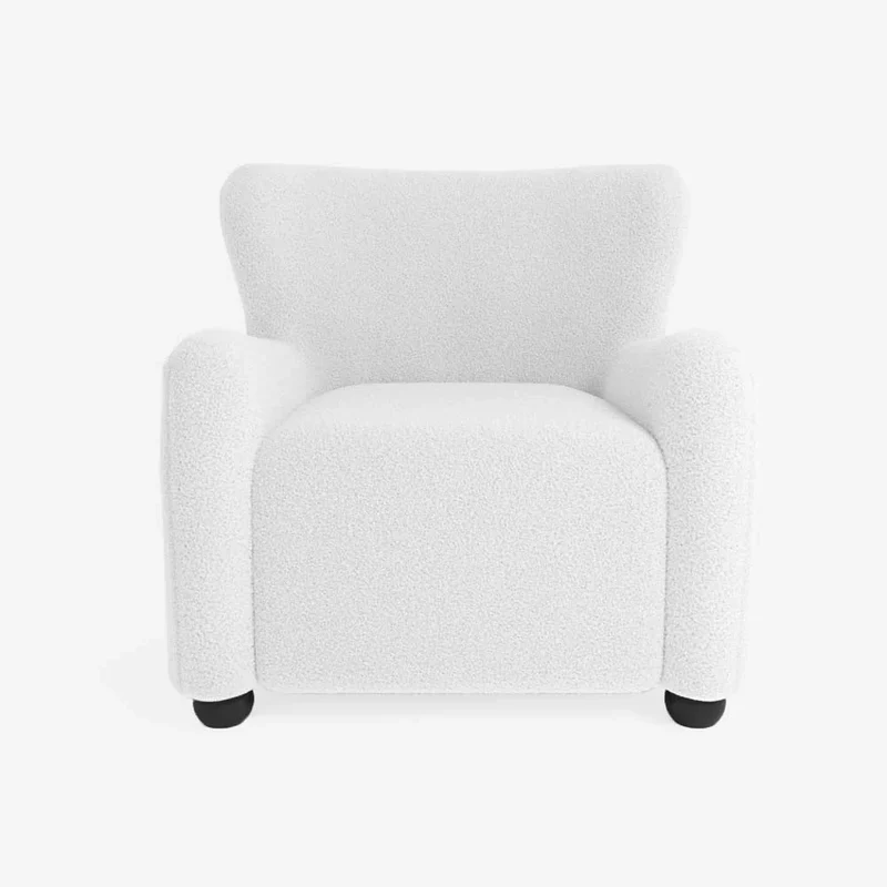 Fauteuil blanc effet laine boucl e