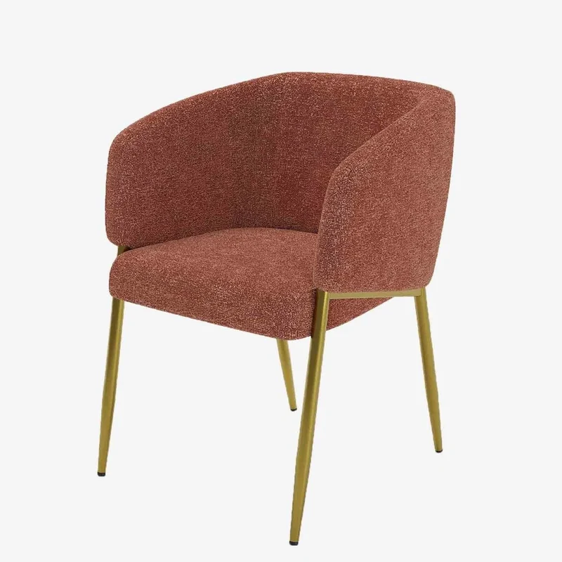 Fauteuil de salle manger bouclette couleur brique Basile