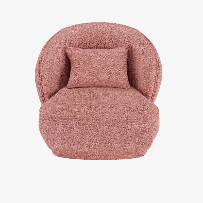 Fauteuil design boucl rose Pablo