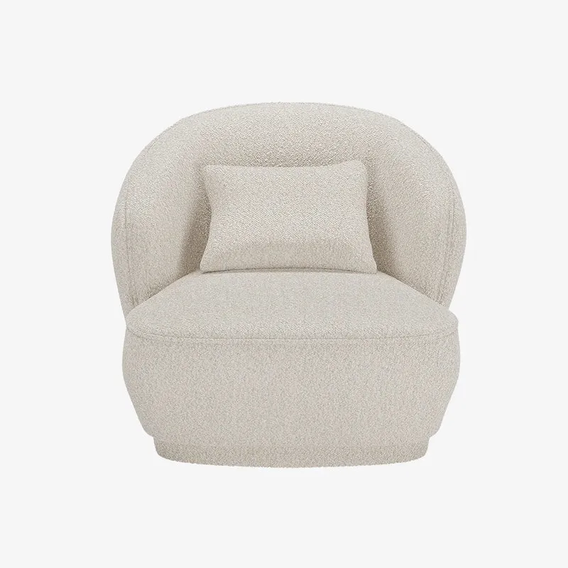 Fauteuil design bouclette gris-cr me Pablo