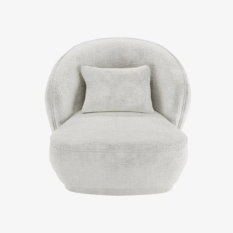 Fauteuil design tissu chenille blanc Pablo
