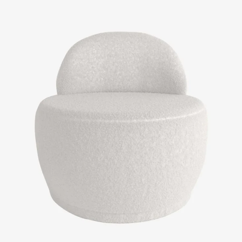 Fauteuil écru en tissu effet laine bouclée