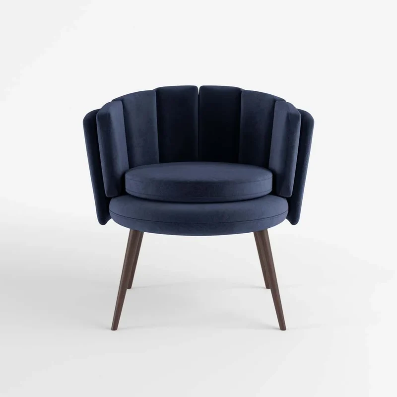 Fauteuil en velours bleu nuit