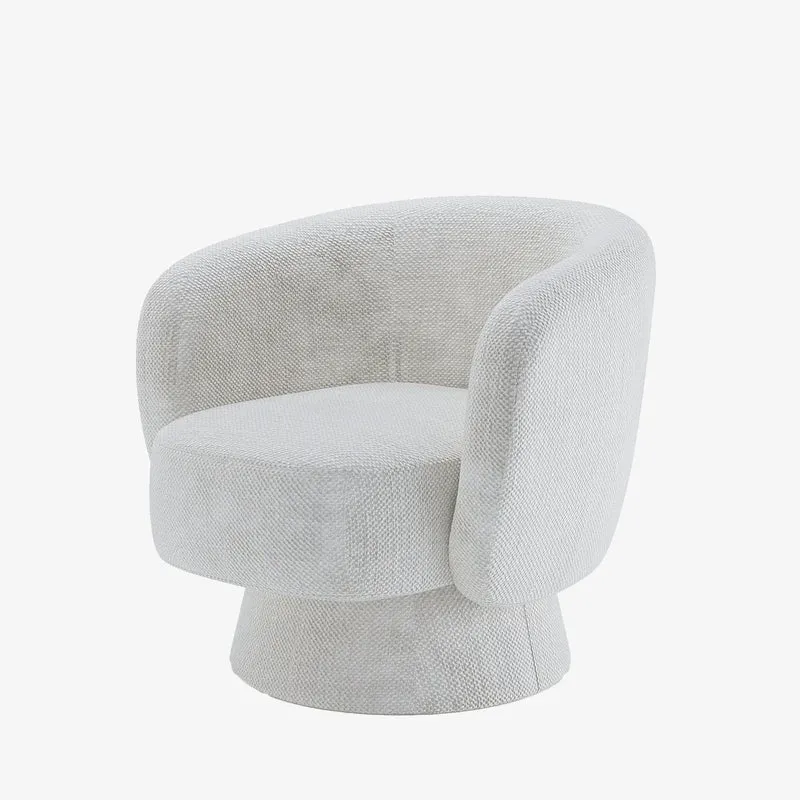 Fauteuil pivotant en tissu chenille blanc Salma