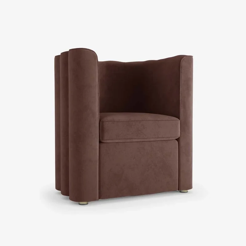 Fauteuil vintage en velours marron
