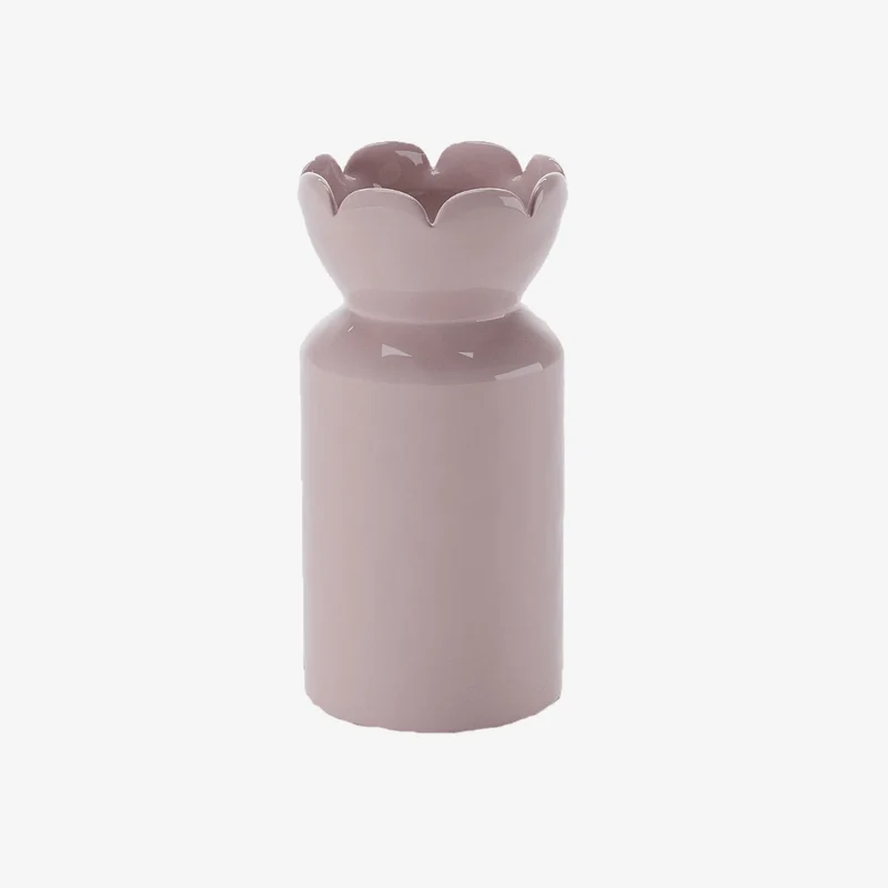 Grand vase col tulipe Rivoli, c ramique rose