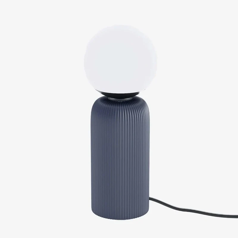 Lampe poser en c ramique bleue et globe de verre Gauguin