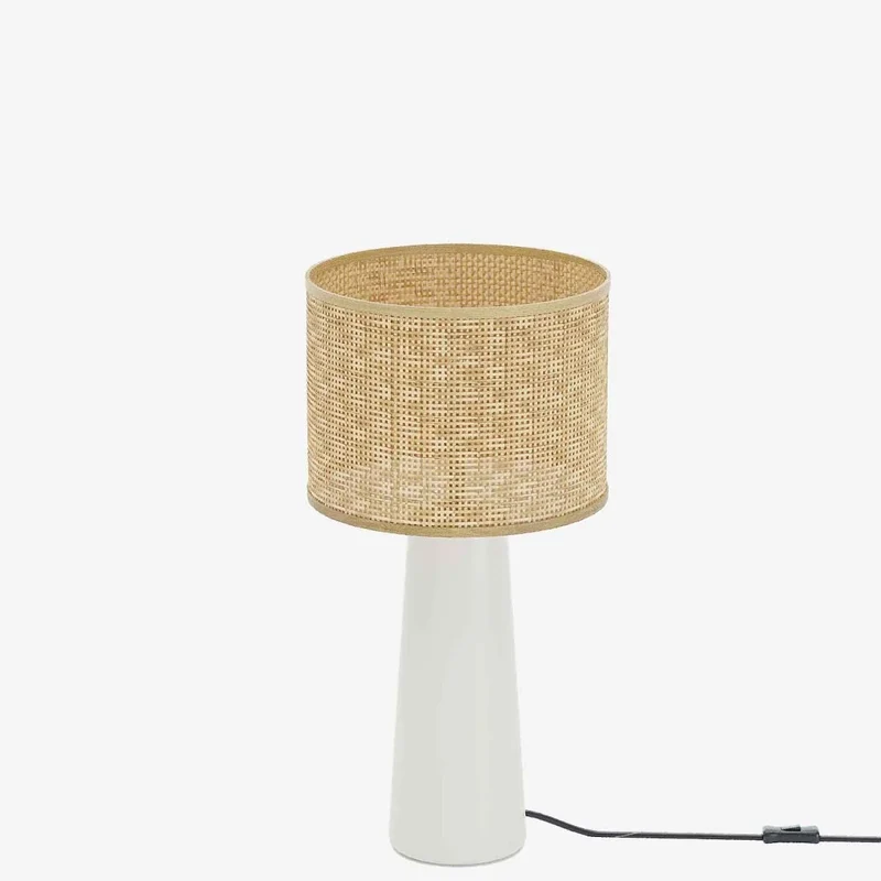 Lampe poser en c ramique et rotin
