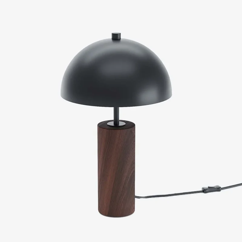 Lampe poser en m tal noir effet bois Rousseau