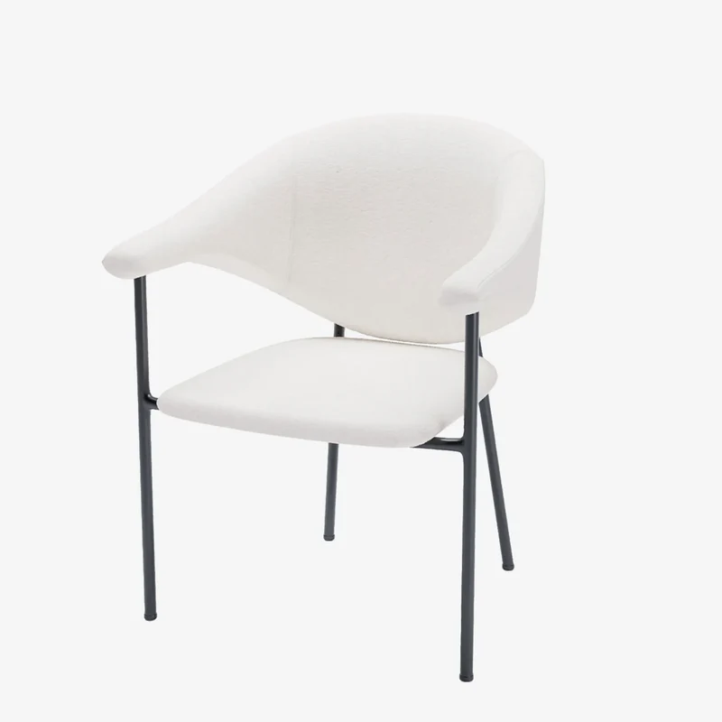 Lot de 2 chaises avec accoudoir design en velours blanc cr me Jeanne