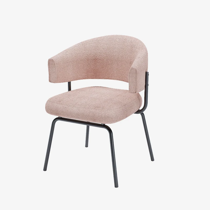 Lot de 2 chaises avec accoudoir tendance en tissu chenille rose poudr Silva