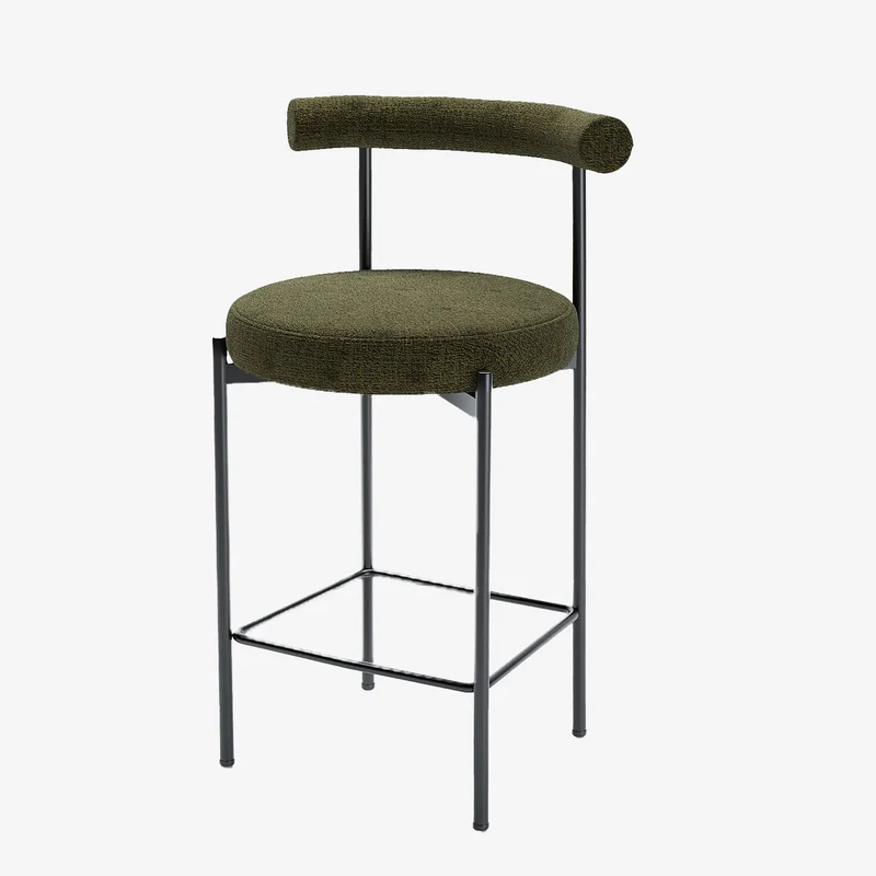 Lot de 2 chaises de bar velours vert Charlotte