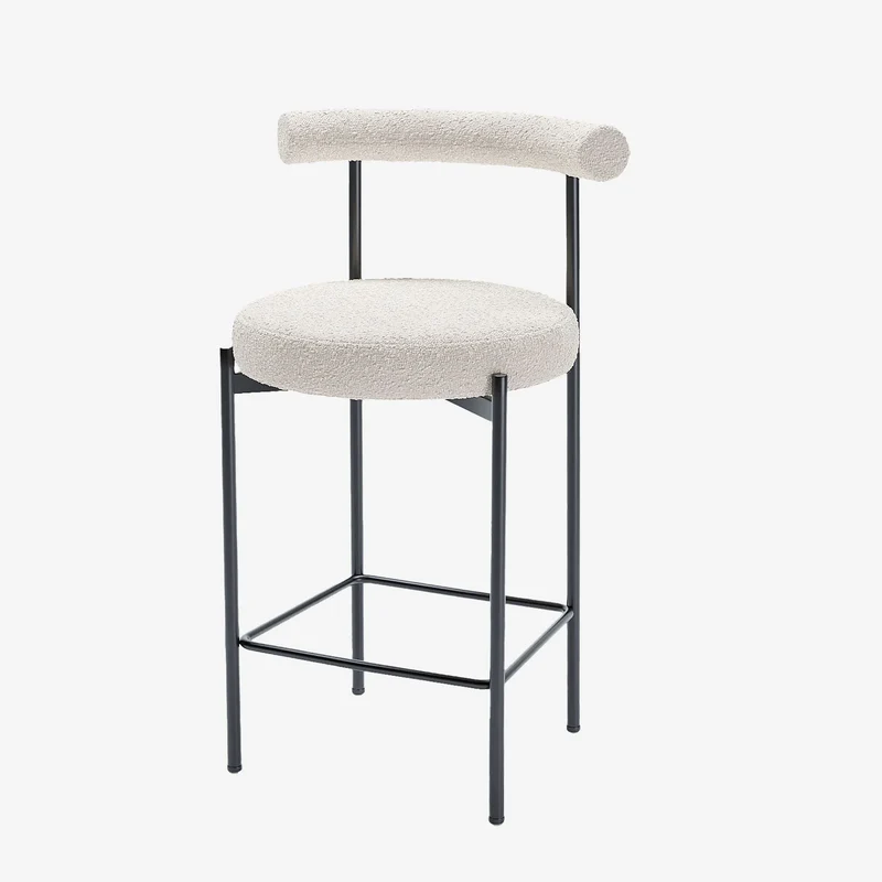 Lot de 2 chaises de bar bouclette blanche Charlotte