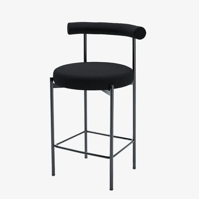 Lot de 2 chaises de bar bouclette grise anthracite Charlotte