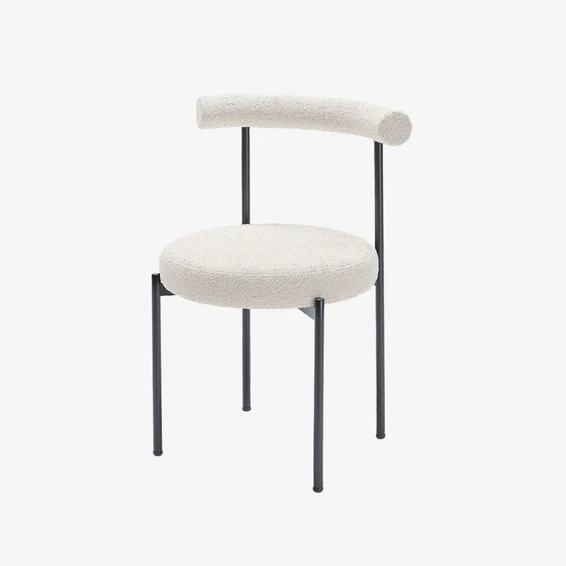 Lot de 2 chaises de salle manger design moderne, bouclette blanche Julia