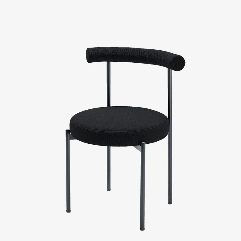Lot de 2 chaises de salle manger design moderne, bouclette grise anthracite Julia