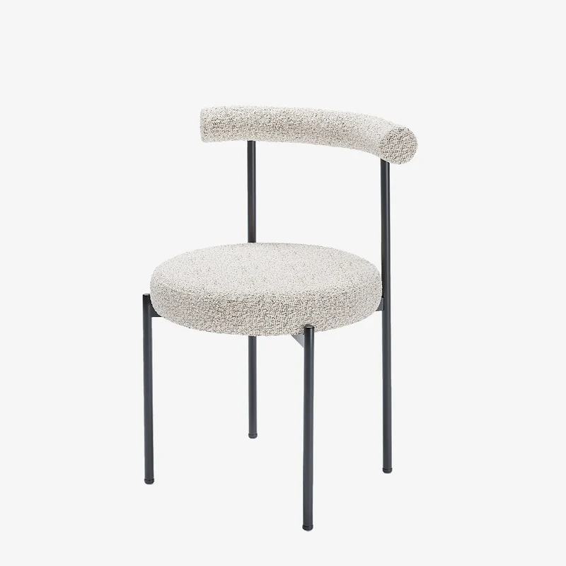 Lot de 2 chaises de salle manger design moderne, bouclette grise et blanche Julia