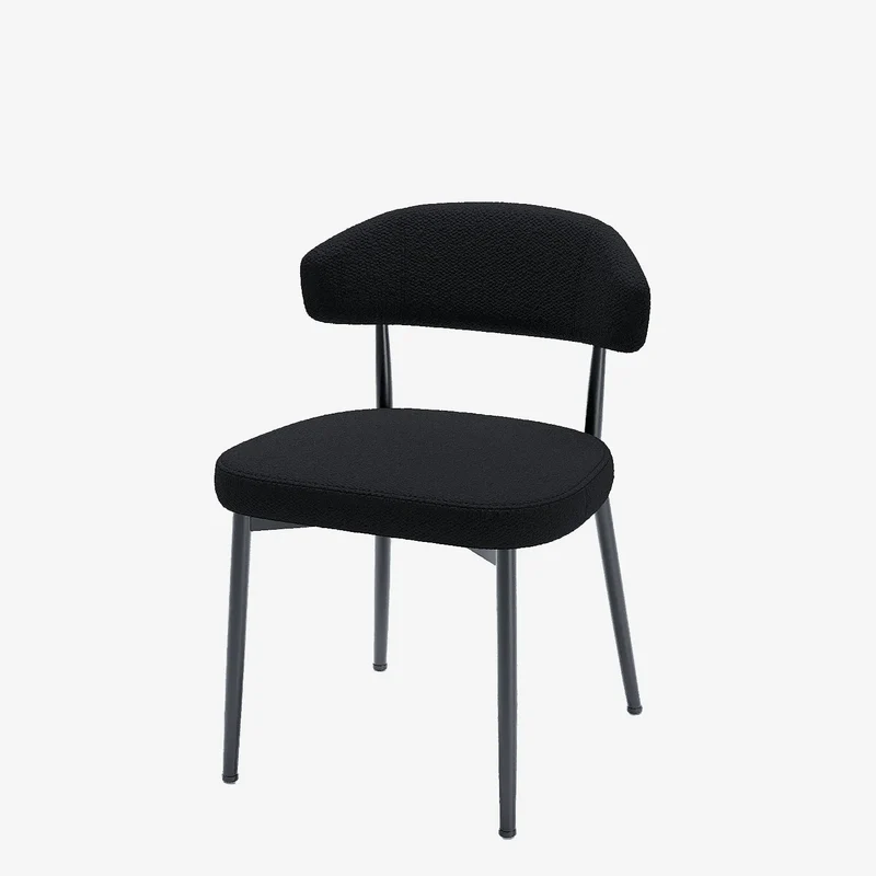 Lot de 2 chaises de salle manger en tissu bouclette gris anthracite & m tal noir Mona